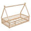 Lit simple en forme de tente avec garde-corps, lattes, porte, naturel