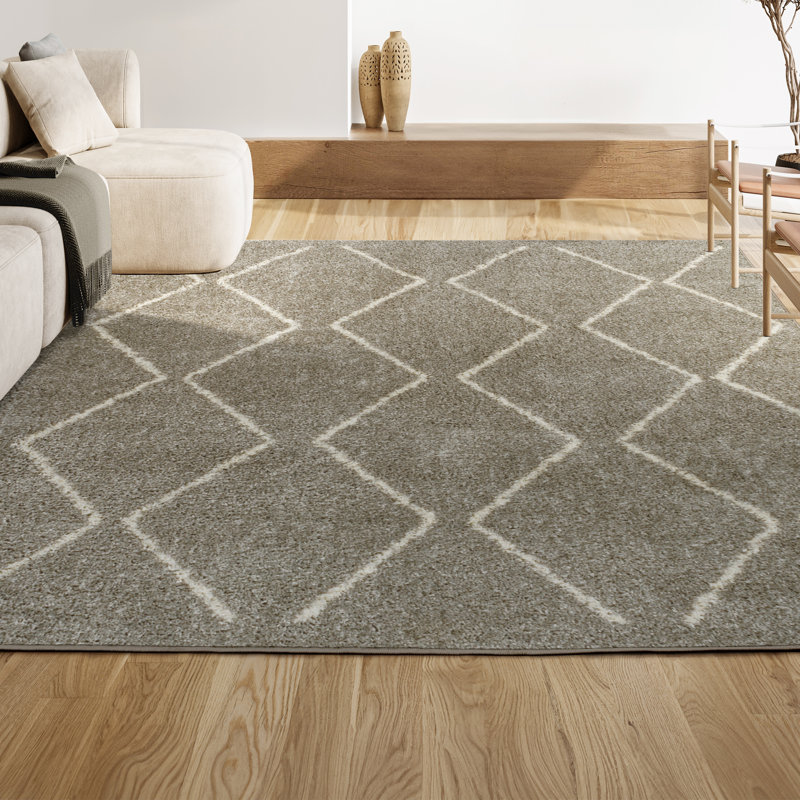 Tapis gris / ivoire Saross, Rectangle 5 pi 1 po x 8 pi