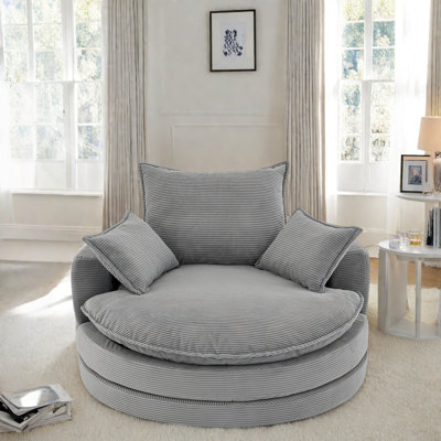360° Swivel Accent Chair With Dual-layer Cushion Design And 3 Removable Pillows