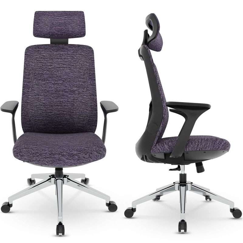 Lamoyne Office Chair with Headrest, Black, Purple