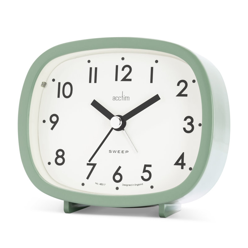 Acctim Hilda Analogue Alarm Clock Non Ticking Sweep Crescendo Alarm Backlight Contemporary, Green
