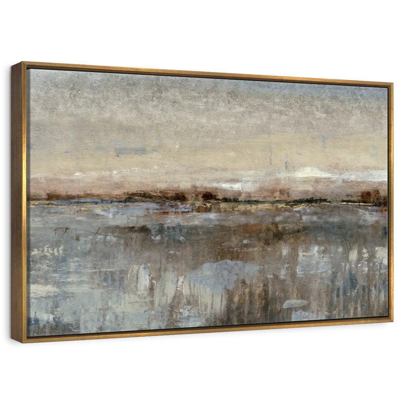 Gris brume I, Cadre flottant doré, 13 po x 9 po