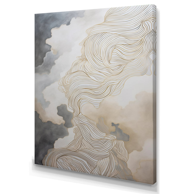 «Gold and Gray Abstracted Line Artistry IV», reproduction sur toile, H 44 po x l 34 po x P 1,5 po, Toile tendue
