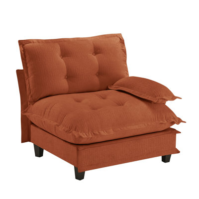 Light Brown Chenille Modular Armless Sofa Sectional Piece
