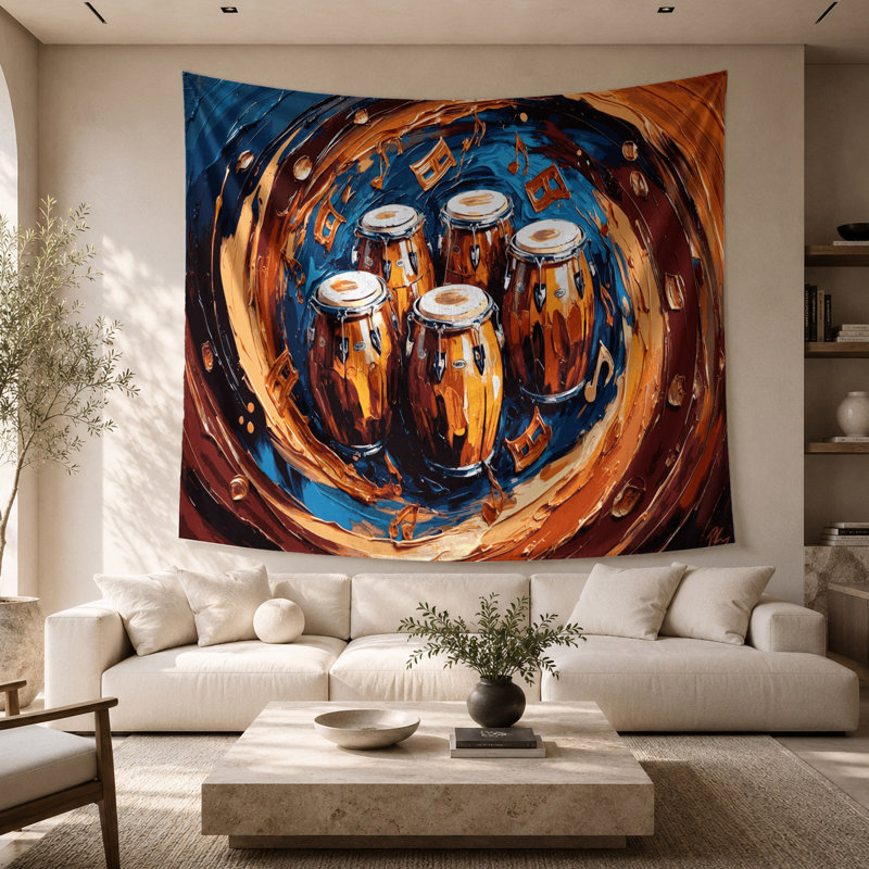Tapisserie murale «Music Bongo Drums», 26 po x 36 po