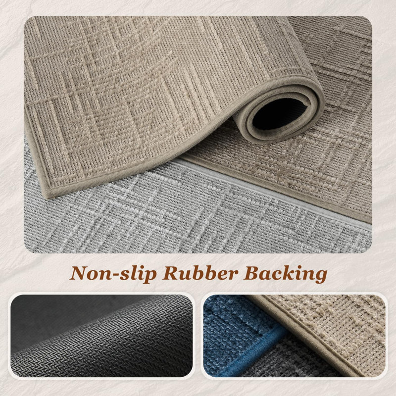 Bath Mat Non Slip Super Absorbent Quick Dry Bath Mats For Bathroom Floor Rubber Backing Washable Bathroom Rugs Modern Woven Jacquard Mat, Beside Tub Bath Rugs, 17" X 24", Brown