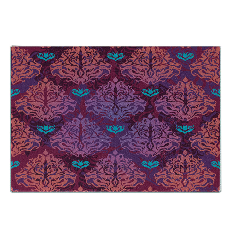 Ambesonne Grunge Tempered Glass Cutting Board Natural Lilac Pattern Multicolor