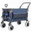 Chariot pliant multifonctionnel avec chariot pivotant et poussoir avec poignée rotative et auvent, pneus de plage de 9 po x 4 po pour le camping et la plage, capacité de charge de 480 lb, grande capacité de transport de 300 L, d'épicerie, pour l'extérieur-127378990