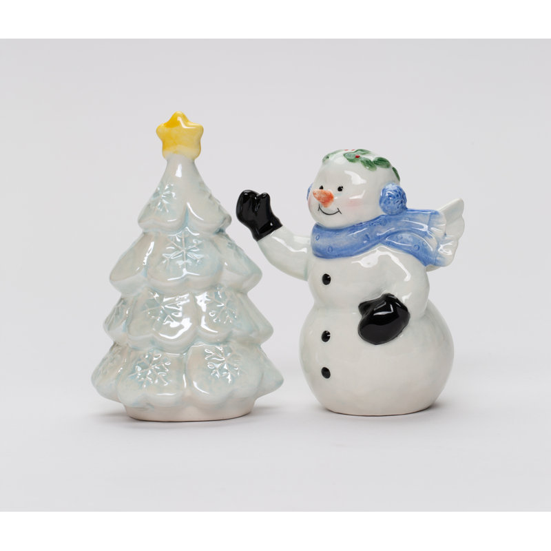 Ensemble de sel et poivre bonhomme de neige avec arbre de Noël Cosmos