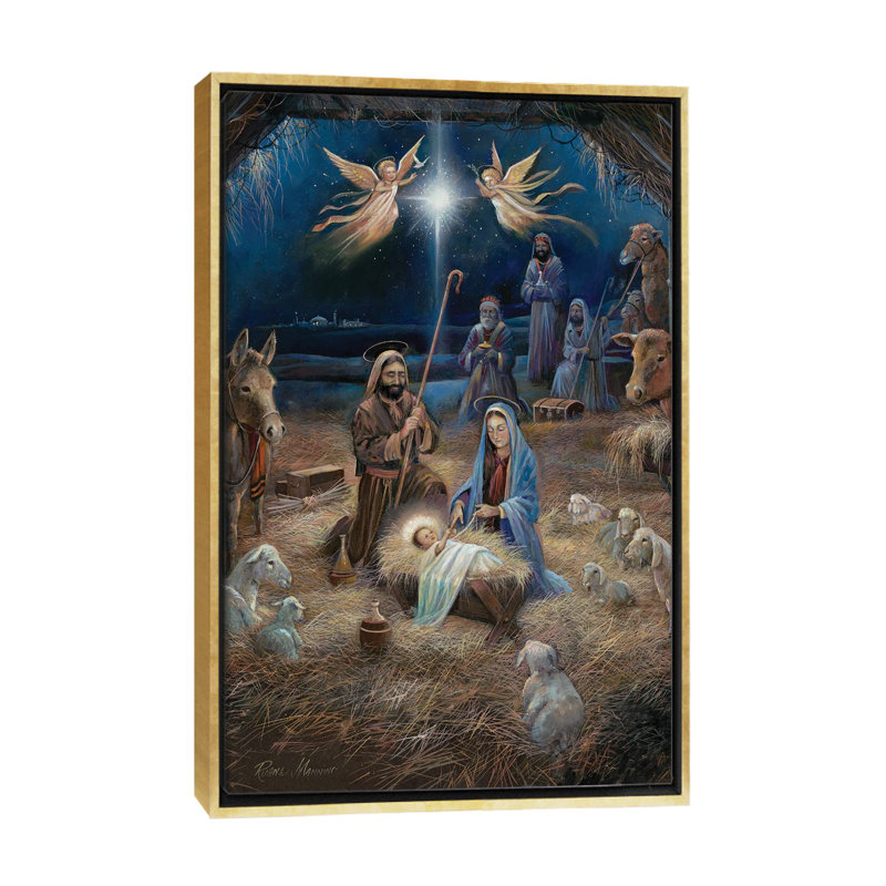 «Silent Night», reproduction d'art sur toile encadrée, Impression encadrée sans passe-partout, H 26 po x l 18 po, Doré