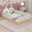 Mignon lit plateforme tapissier simple avec coussins et sacs de rangement-1429896721