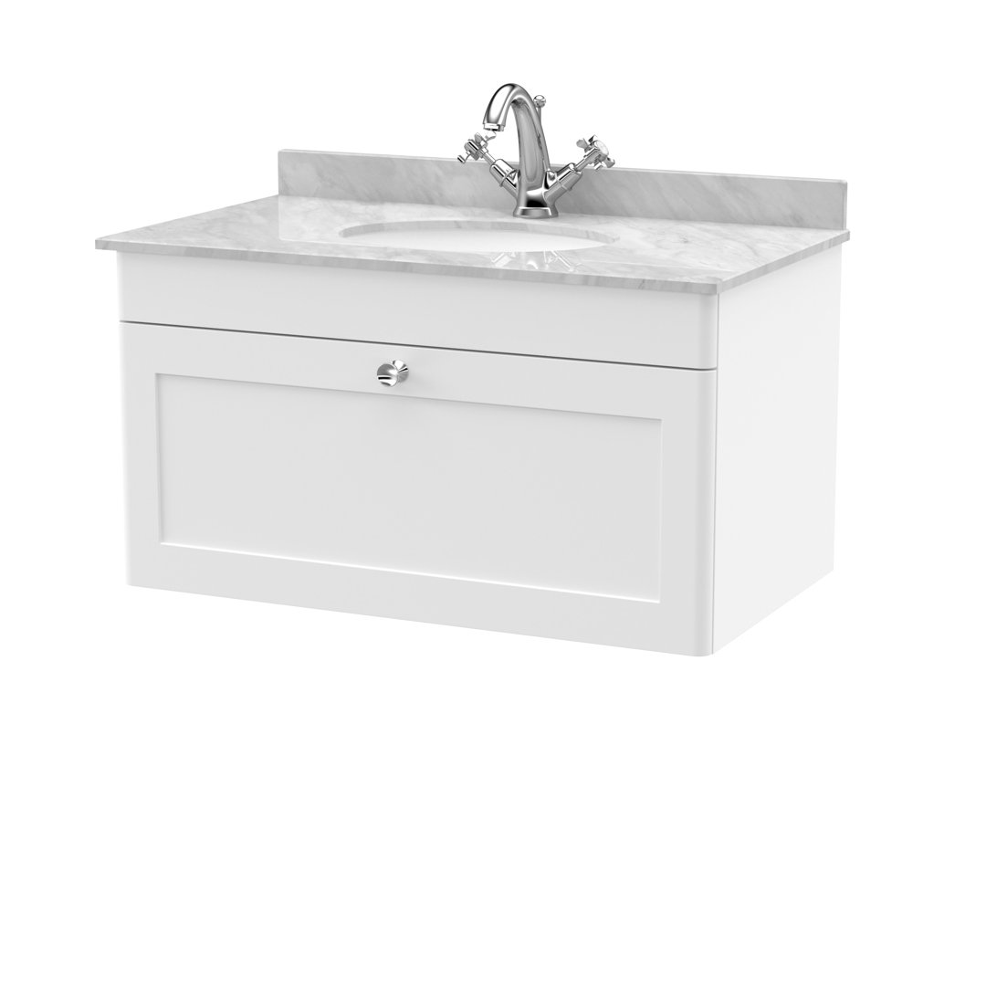 Classique 820mm Wall Mounted Single Bathroom Vanity with Marble Vanity Top