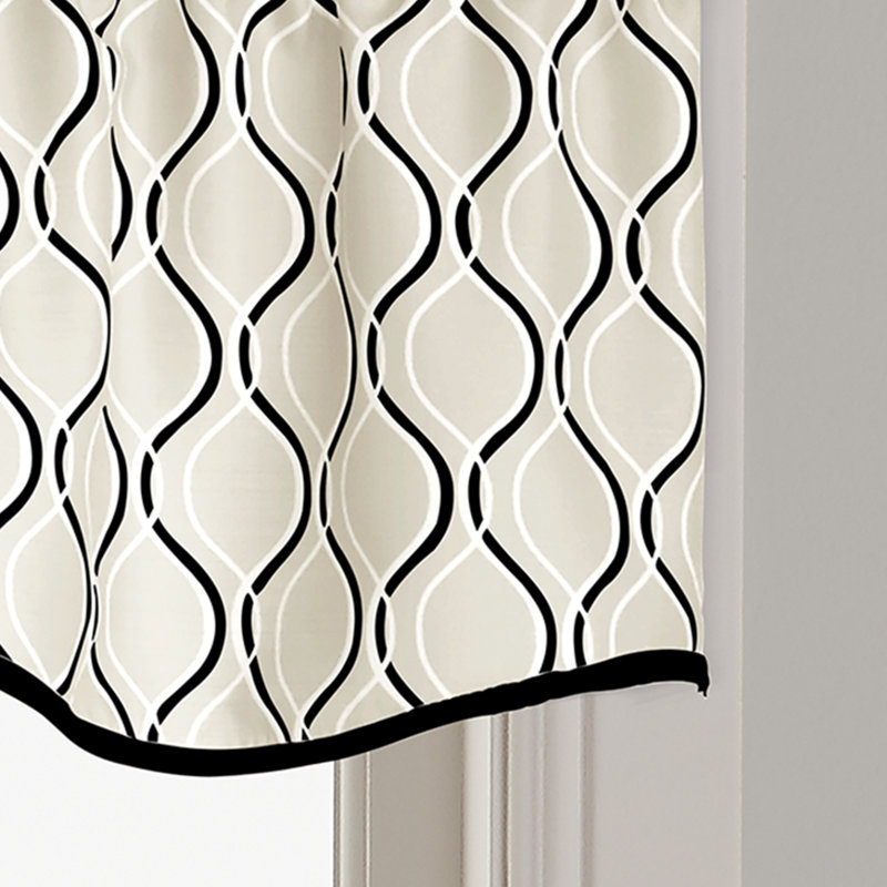 Nikalas Geometric Tailored 50'' W Window Valance, Black