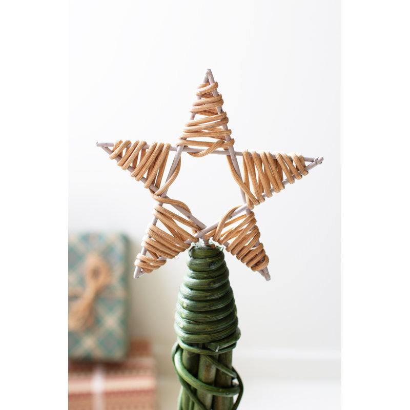 SET OF THREE CHRISTMAS TOPIARIES - GREEN WITH NATURAL STAR