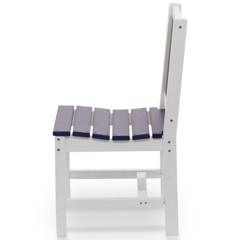 Chaise de patio Anderton, Blanc, Bleu marine