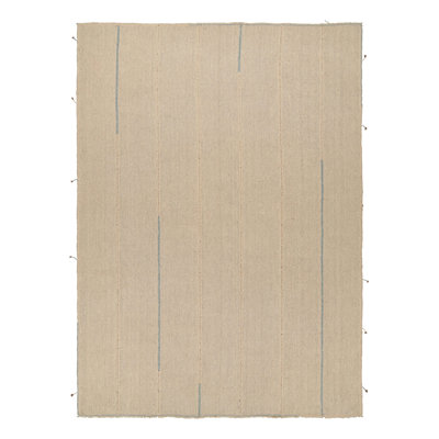 Rug & Kilim’S Oversized Kilim In Beige Textural Stripes And Blue Accents