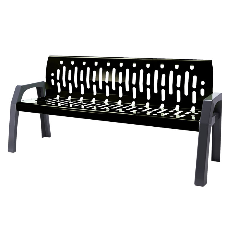 Banc de parc en acier Stream, Noir, H 34 po x l 72 po x P 25 po