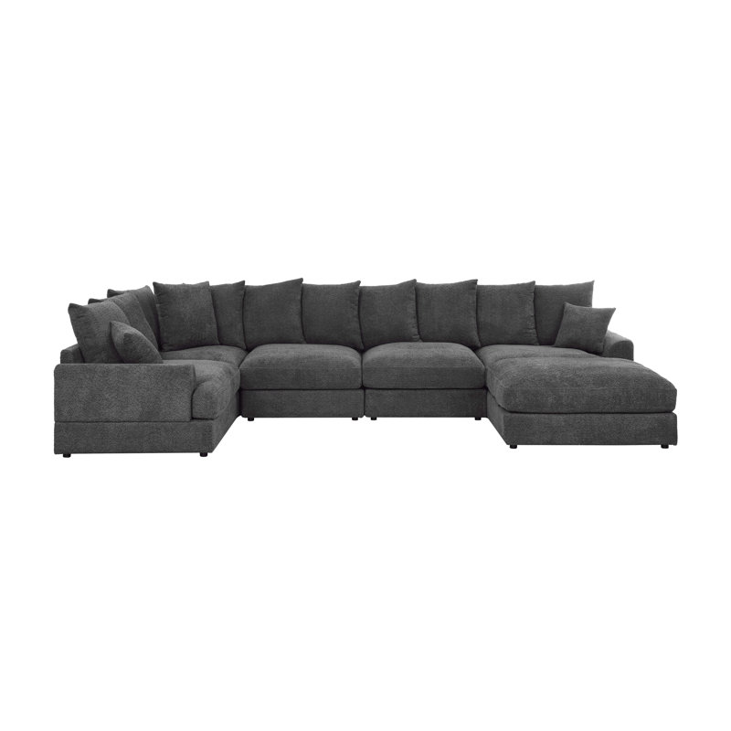 Canapé modulaire Arden Cloud, H 26 po x l 155,5 po x P 84 po, Microfibre/microsuède gris
