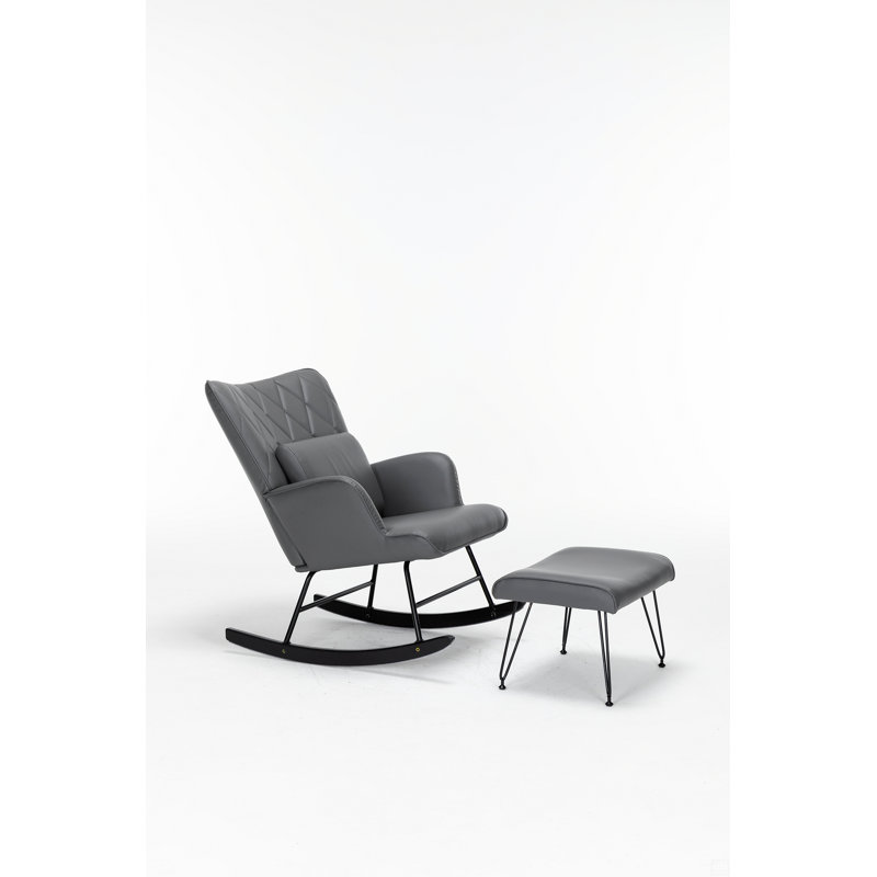 Chaise berçante, fauteuil oscillant, chaise berçante avec coussin lombaire et repose-pieds
