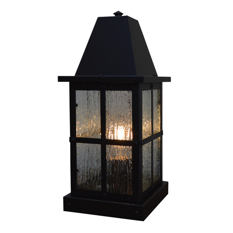 Hartford Pier Mount Light, 20.5" H x 8" W x 8" D, Raw Copper, Amber Mica