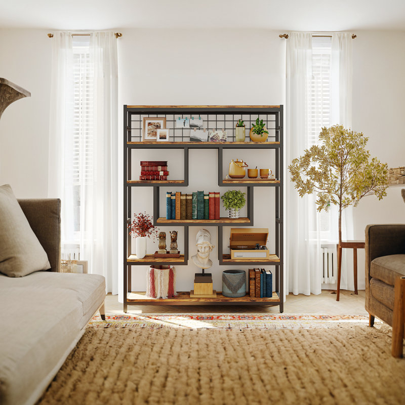 Bibliothèque géométrique en fer H 69,7 "x l 55" Abrielle, Brun / Noir