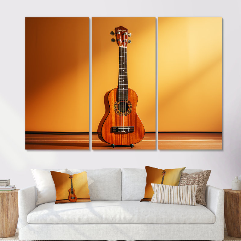 Minimalisme, guitare jaune, musique, mélodie, Toile tendue, H 40 po x l 61 po x P 1 po