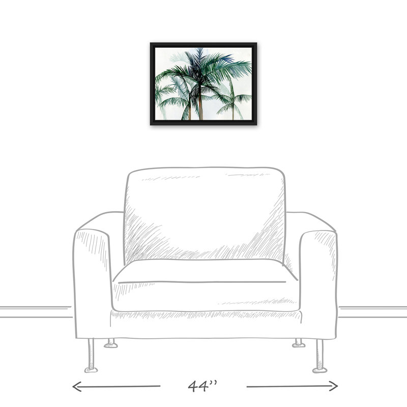 «Cocunut Palms», reproduction sur toile, H 13,75 po x l 17,75 po x P 1,75 po, Cadre flottant noir