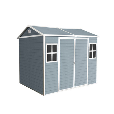 Resin Outdoor Storage Shed Waterproof Shed With Floor, Two Windows And Lockable Door Gray