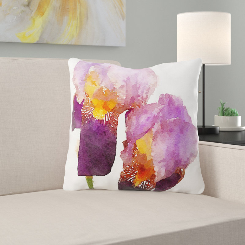 Coussin décoratif fleur Burrill, Microsuède, Intérieur
