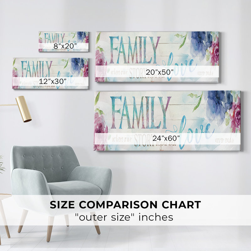 Family Love Story, H 8 po x l 20 po x P 1,5 po