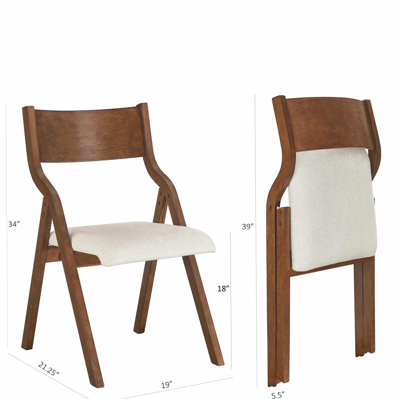 Chaise de salle à manger pliante rembourrée, peu encombrante, facile à transporter, salle à manger, paquet de 2 - noyer