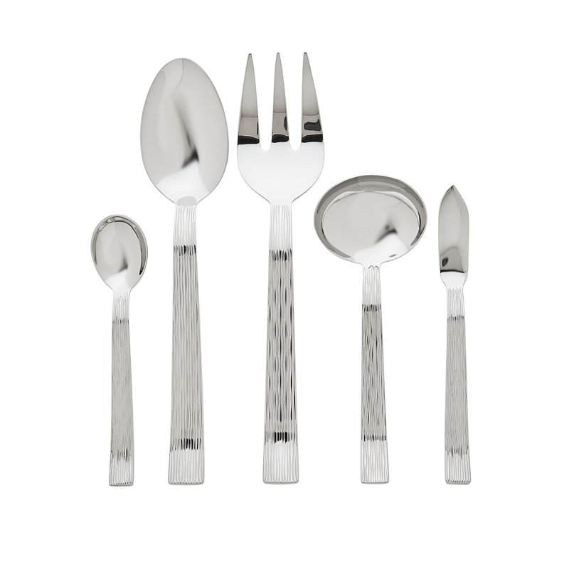 Pioggia 5 Piece Stainless Steel Hostess Set