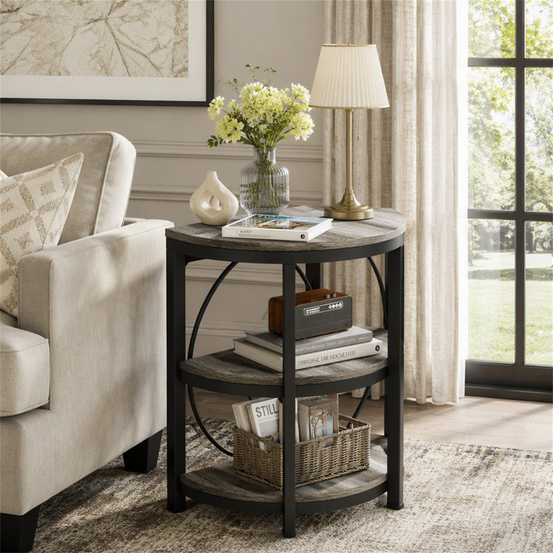 Table de bout demi-ronde, Grey / Black, Grey