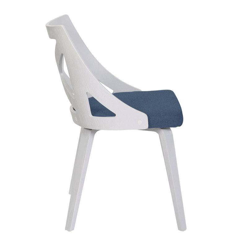 Chaise Charlotte en bois texturé blanc et tissu bleu par Lumisource - 2, Bleu