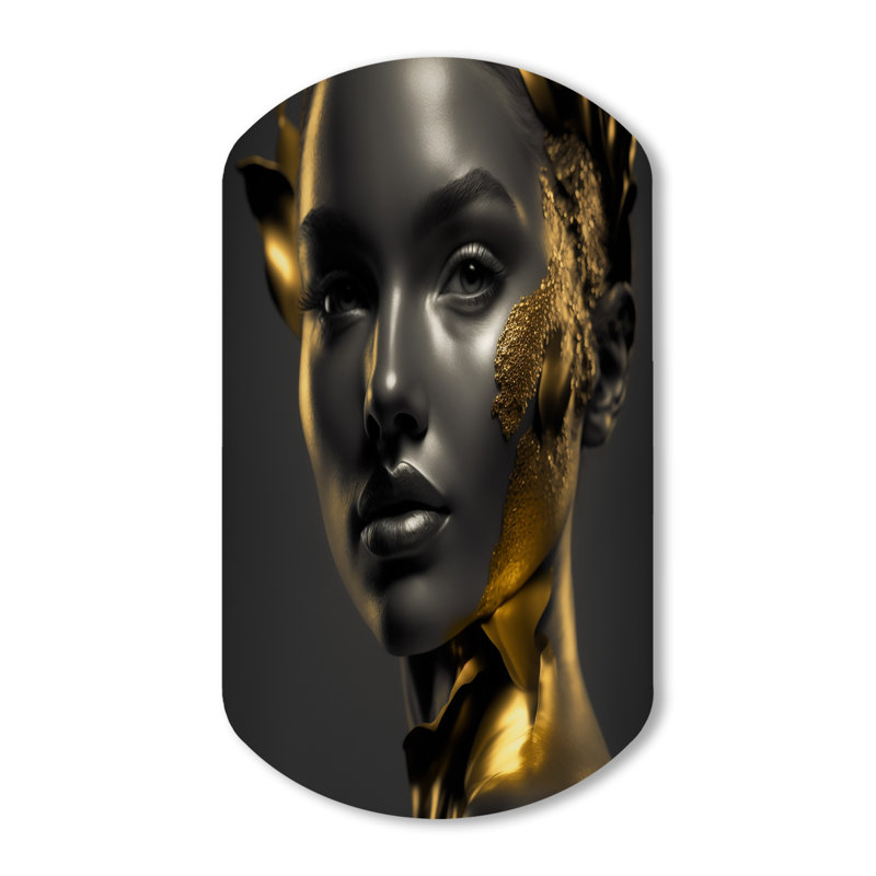 Art mural noir et doré élégant V - Fashion Woman, H 43 po x l 23 po