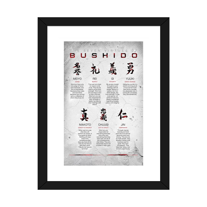 « Bushido code » par Nikita Abakumov-impression d’art graphique, Papier encadré noir, Blanc, H 24 po x l 16 po x P 1 po