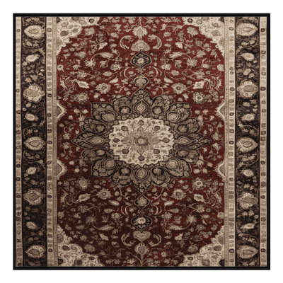 Machine Washable Persian Black Area Rug