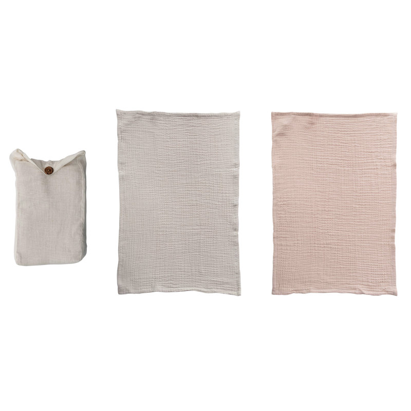 Torchons en coton, Rose/gris
