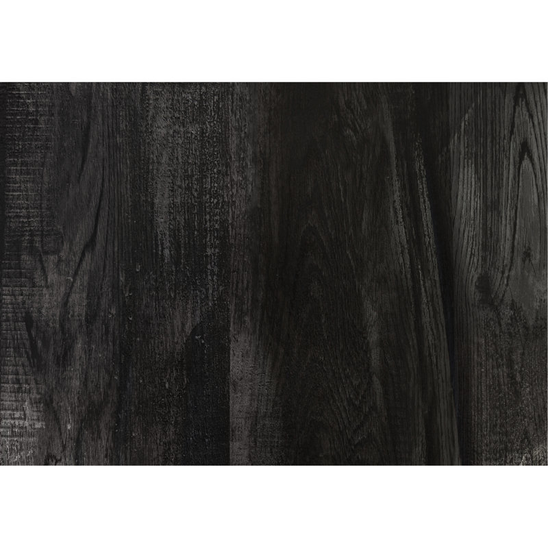 Table d'appoint rectangulaire pour chambre à coucher - fini noir récupéré d'aspect bois, tablette fixe, console de salon et d'entrée moderne en métal, plateau de table large avec design