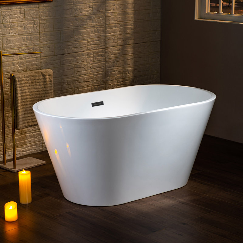 54'' x 29.5'' Freestanding Soaking Acrylic Bathtub, Matte Black