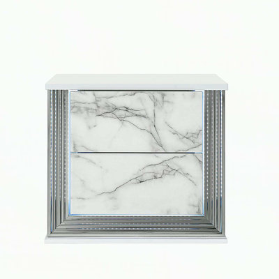 MOON WHITE MARBLE NIGHTSTAND WITH LED