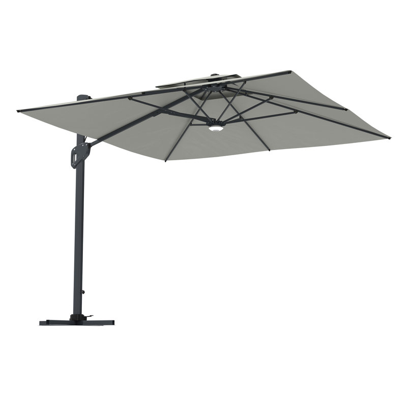 Parasol en porte-à-faux carré Gilda, gris