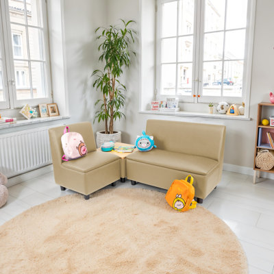Ensemble 3 pièces de chaise et canapé modulaire avec table de bout Kid Comfort