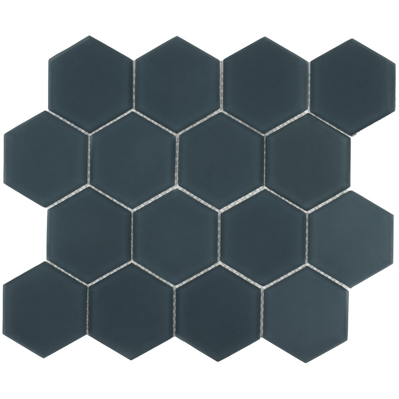 3" Beehive 10.25in.x11.75in. Glass Mosaic Tile, Marine Matte
