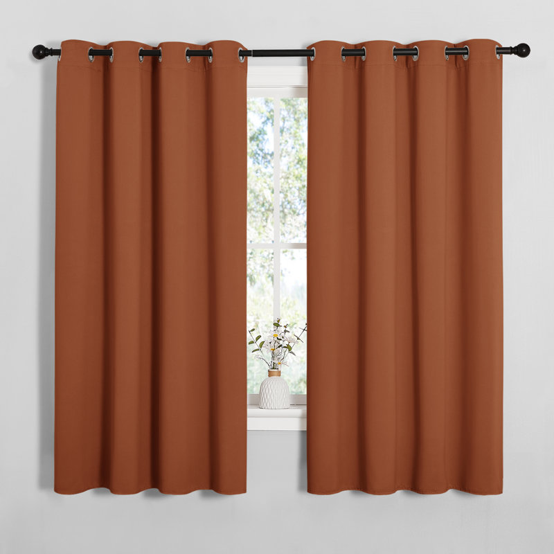 Blackout Curtains for Bedroom/Living Room Parkview Room Darkening Grommet Modern Drapes, Burnt Orange, 52" W x 72" L
