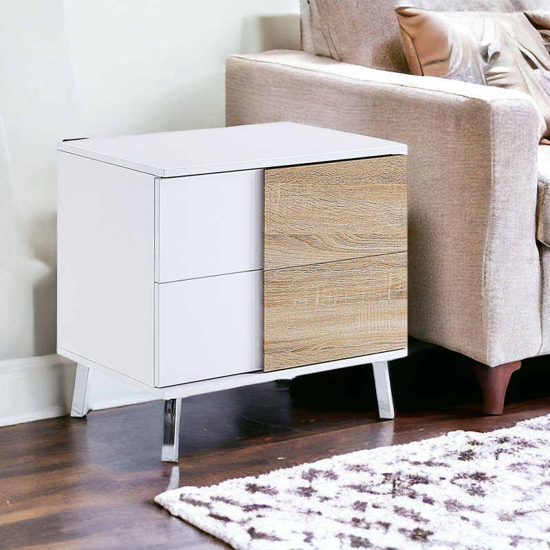 Gloss Finish End Table With Drawer