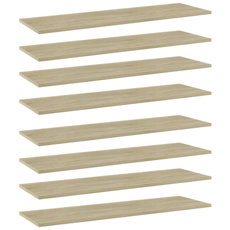 Tablettes pour bibliothèque 8 pièces en bois d'ingénierie, Chêne de Sonoma, (8 tablettes) H 0,59 po x l 39,37 po x P 11,81 po
