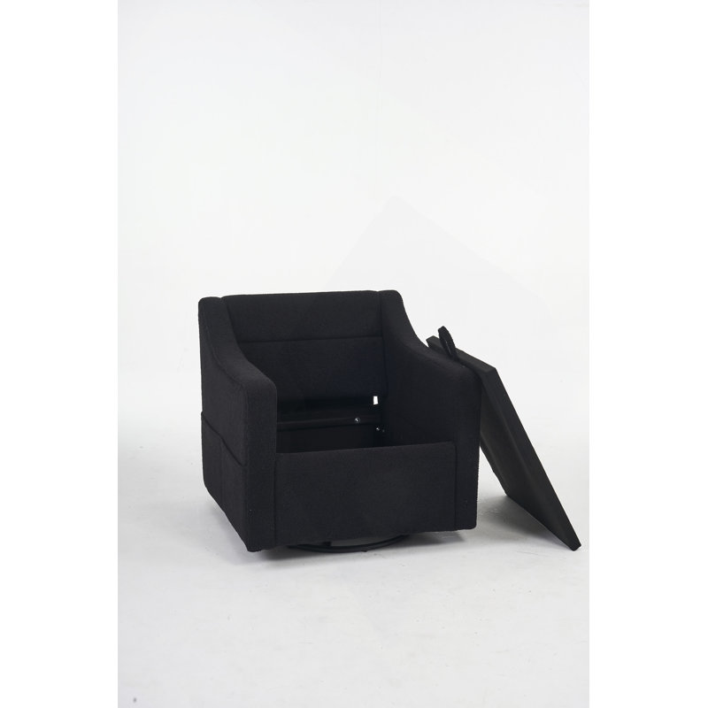 Fauteuil d'appoint pivotant en tissu Elacqua, Ours en peluche noir