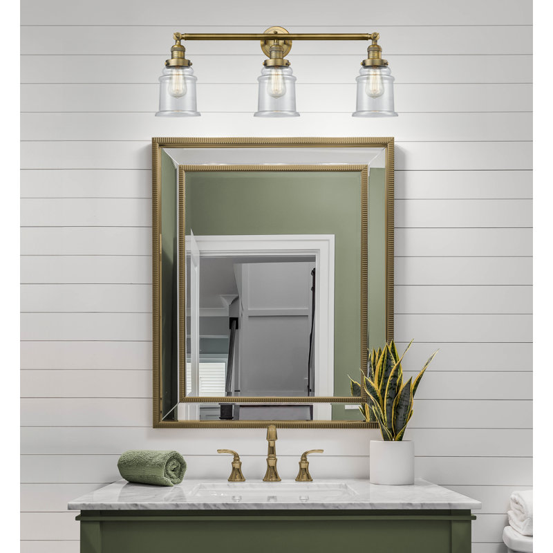 Galaviz 3 - Light Dimmable Vanity Light, Satin Gold, Bulb Not Included, Shade Clear