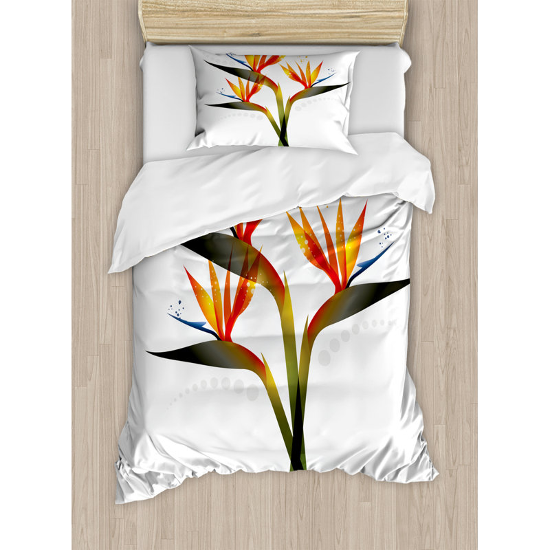 Coastal Polyester Floral Duvet Cover